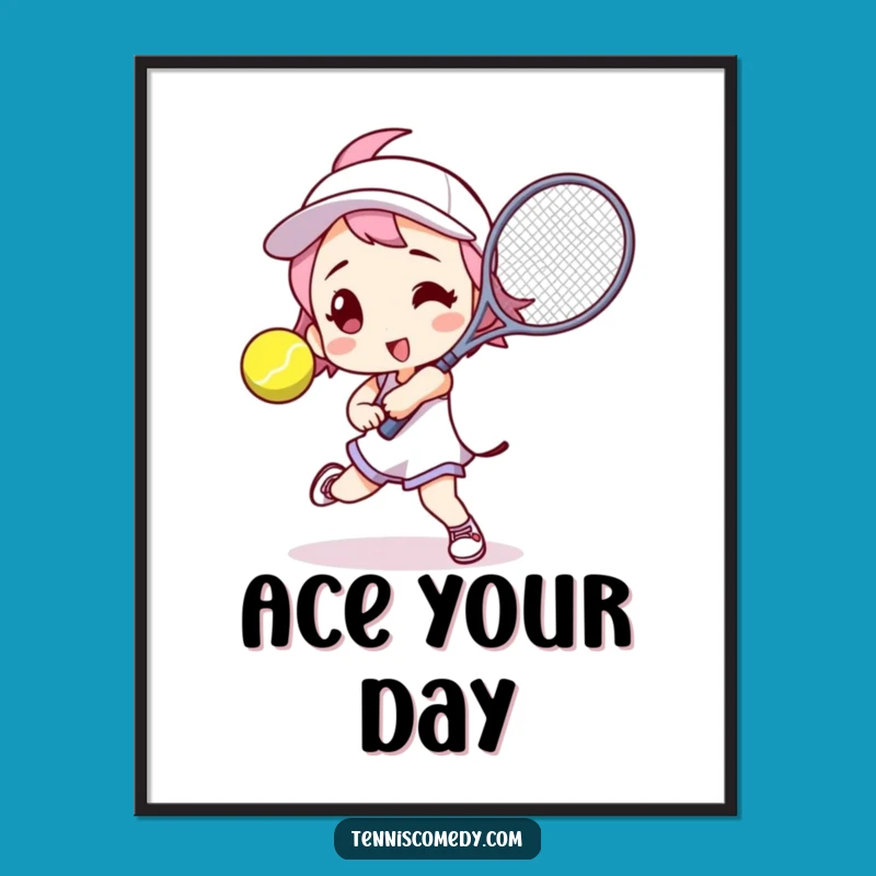 Funny Tennis Player Action Poster: Dynamic Pose for Humorous Wall Art Gift