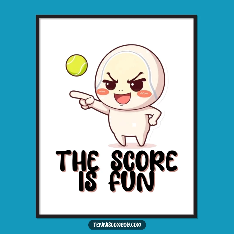 Funny Tennis Shenanigans Poster: Mischievous Grin Wall Art