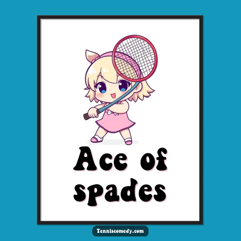 Funny Tennis Sword Character Poster - Playful Wall Art for Tennis Enthusiasts