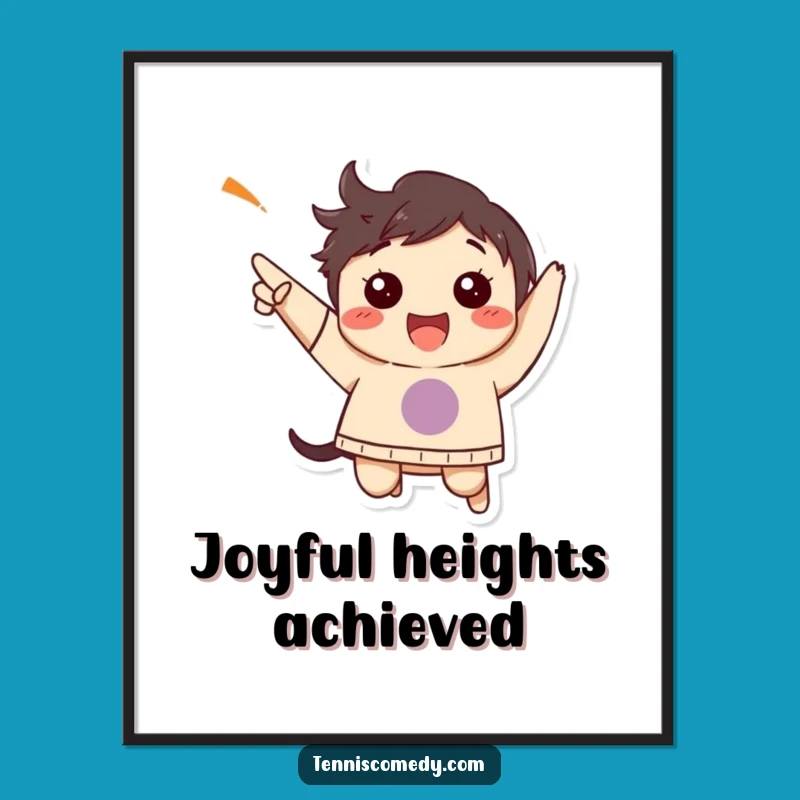 Funny Victory Jump Poster: Cheerful Character Art, Hilarious Decor Gift