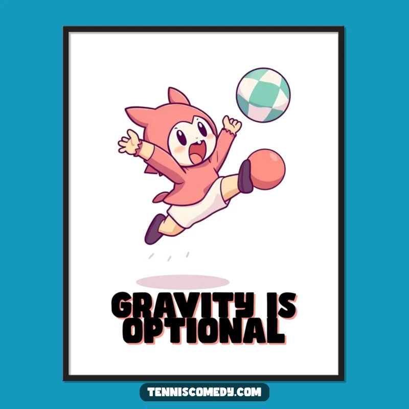 Funny Leaping Character Bouncing Ball Poster An Energetic Wall Art