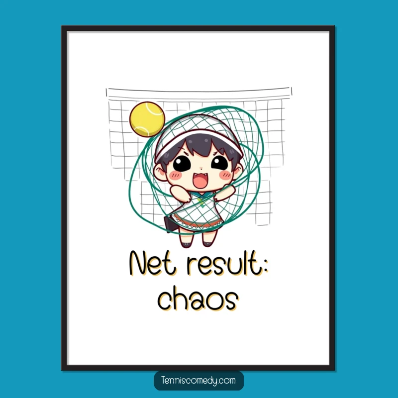 Funny Tennis Net Tangle Poster: Hilarious Wall Art for Tennis Fans!