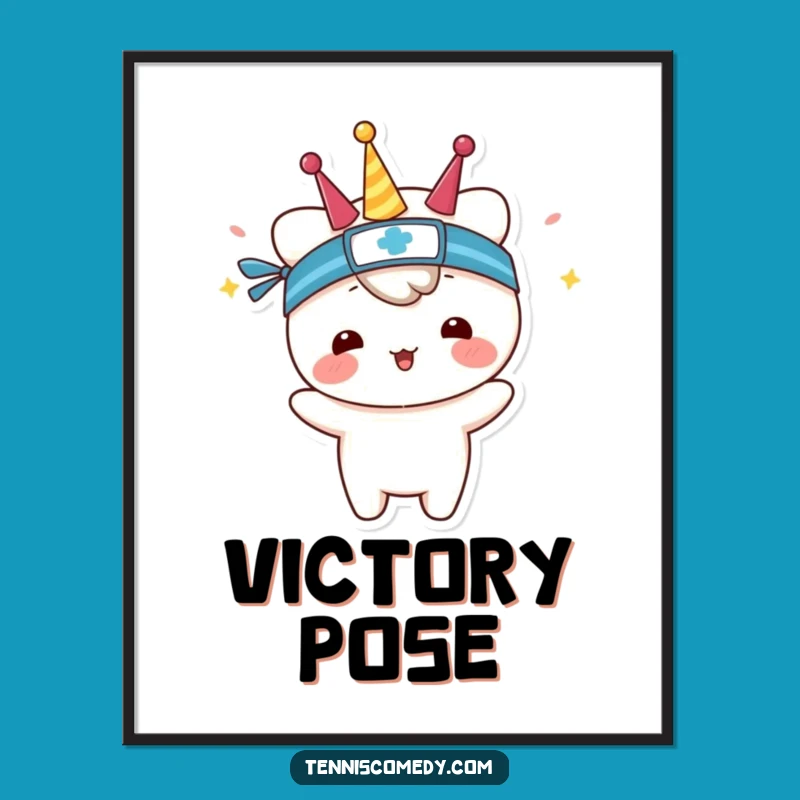 Funny Kawaii Tennis Art Print: Sweatband Cheer, Unique Funny Gift