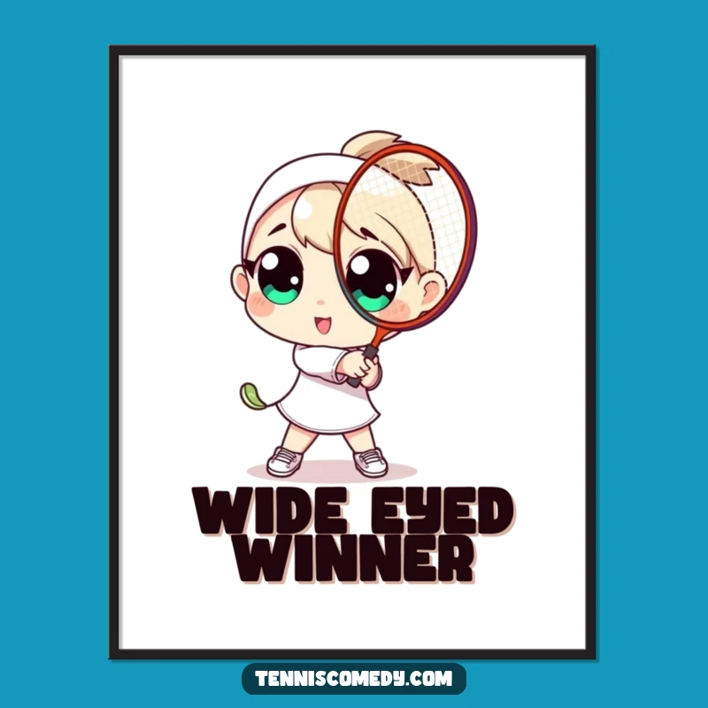 Funny Big Eyes Tennis Player Poster A Sporty Wall Art