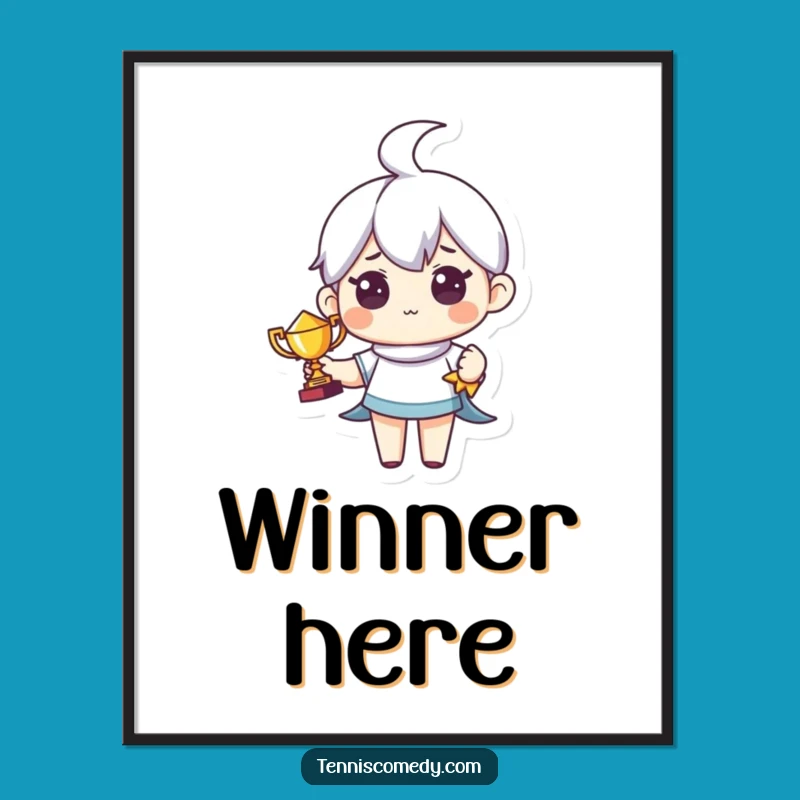 Funny Tiny Trophy Tennis Character Poster - Victory Wall Art
