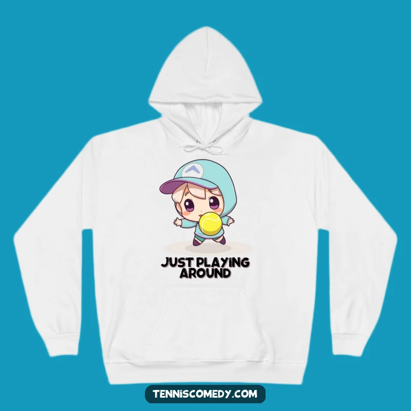Cozy Funny Tennis Player Hoodie: Warm Up with Hilarious Court Action