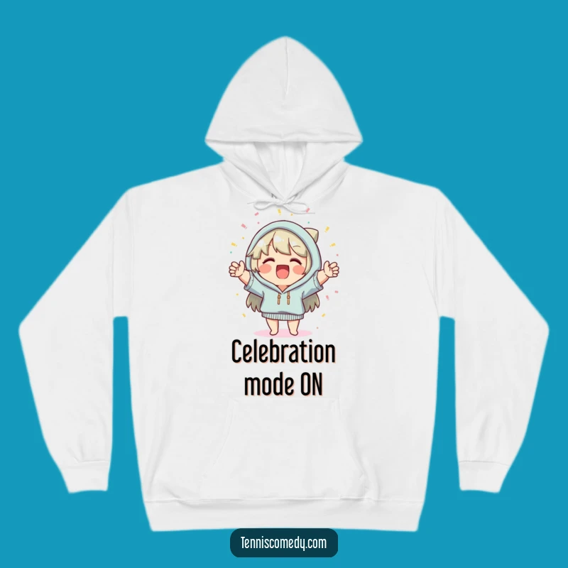 Funny Celebration Hoodie: Cheerful Character with Confetti Cozy Gift