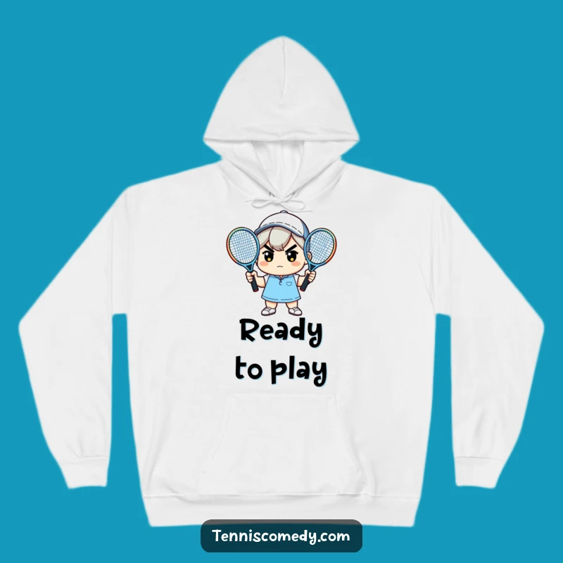 Funny Kawaii Tennis Hoodie - Determined Racquet Champion Warm Gift