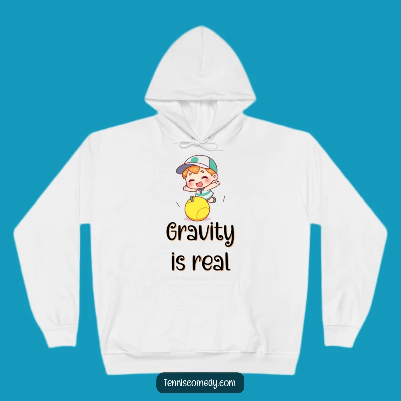 Funny Tripping Tennis Ball Hoodie - Cozy Giggle Character Sweatshirt Gift