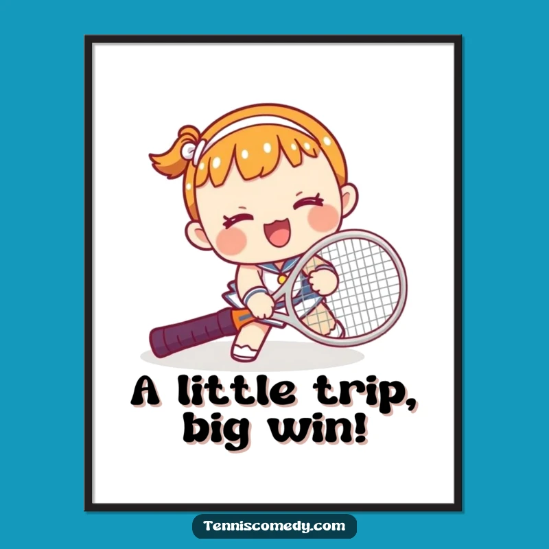 Funny Printable Wall Art: Kawaii Tennis Fumble, Free Downloadable Decor