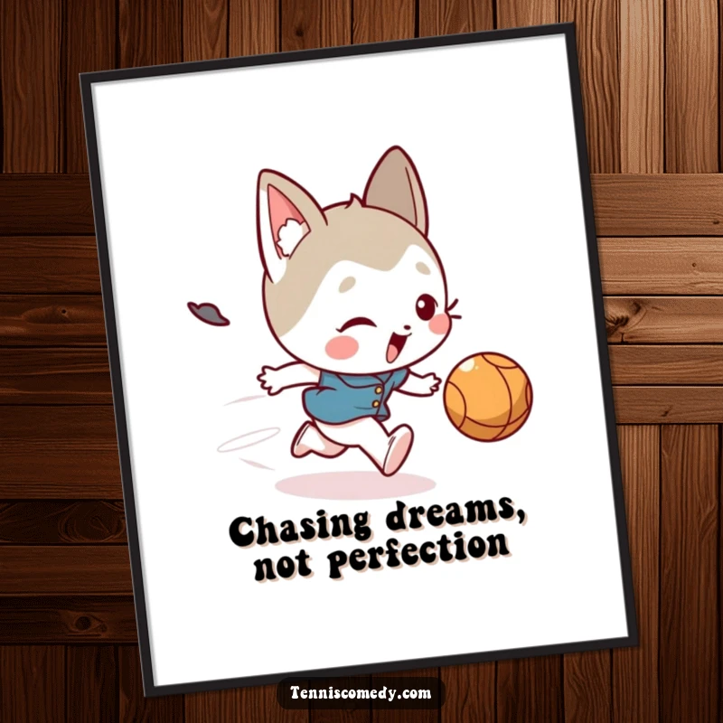 Funny Free Printable Wall Art: A comical character mid-trip while chasing a speedy ball, adding humorous downloadable decor.