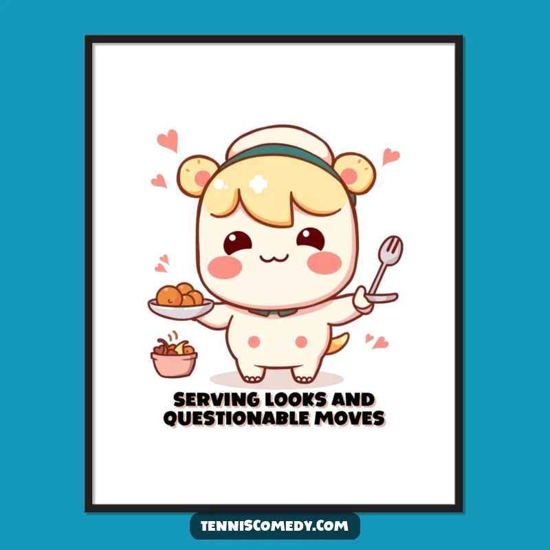 Free Printable Kawaii Wobbly Serve Art: Funny Character Wall Decor Downloadable