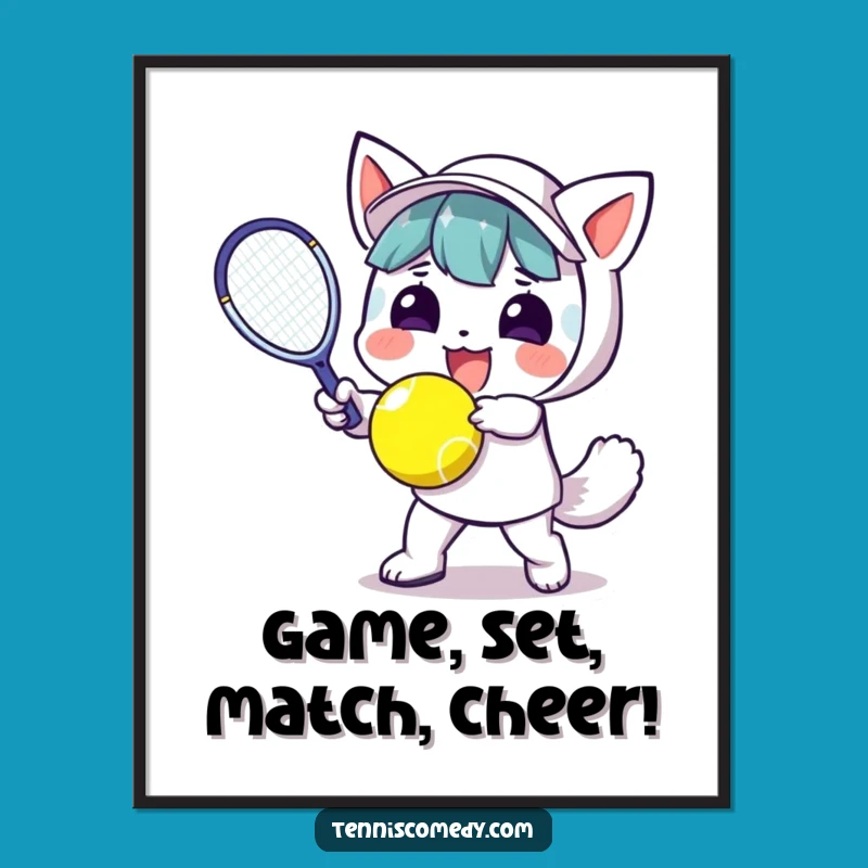 Funny Printable Wall Art: Kawaii Tennis Player, Free Downloadable Decor