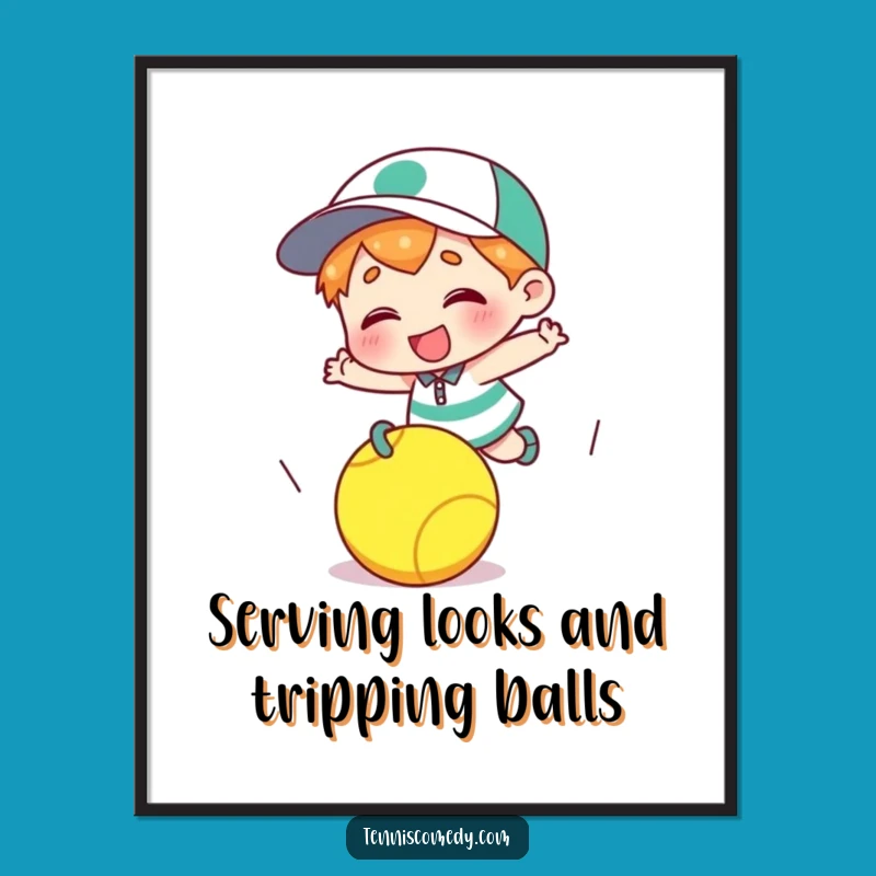 Free Printable Tripping Tennis Ball Wall Art Funny Downloadable Gift
