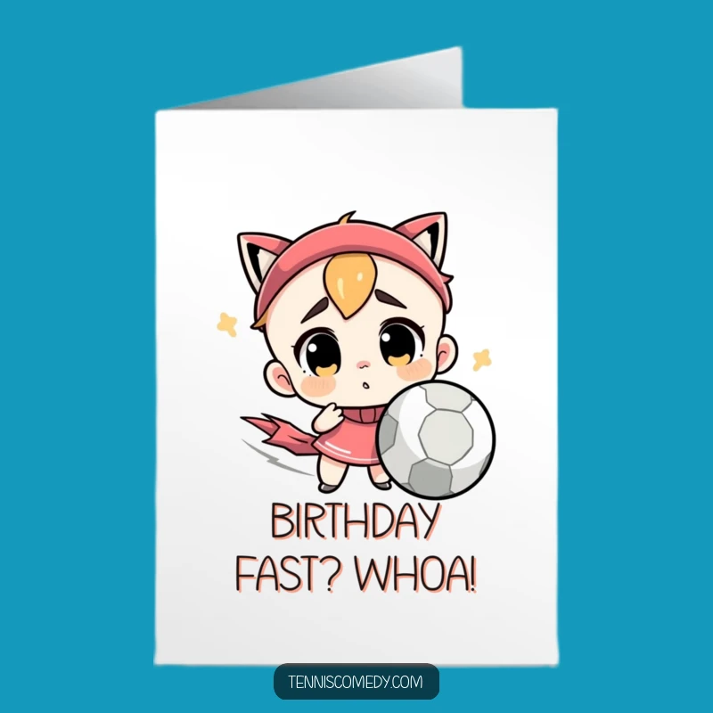 Free Printable Birthday Card: Confused Tennis Character Ball Greeting Downloadable Gift