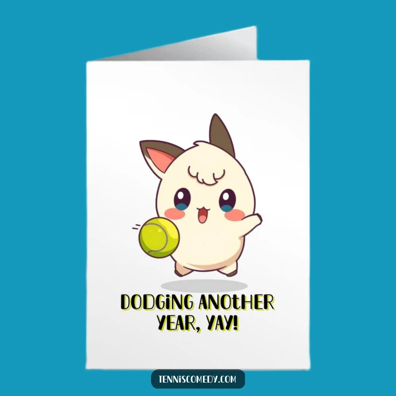 Free Printable Birthday Card: Dodging Danger, Funny Tennis Card Downloadable