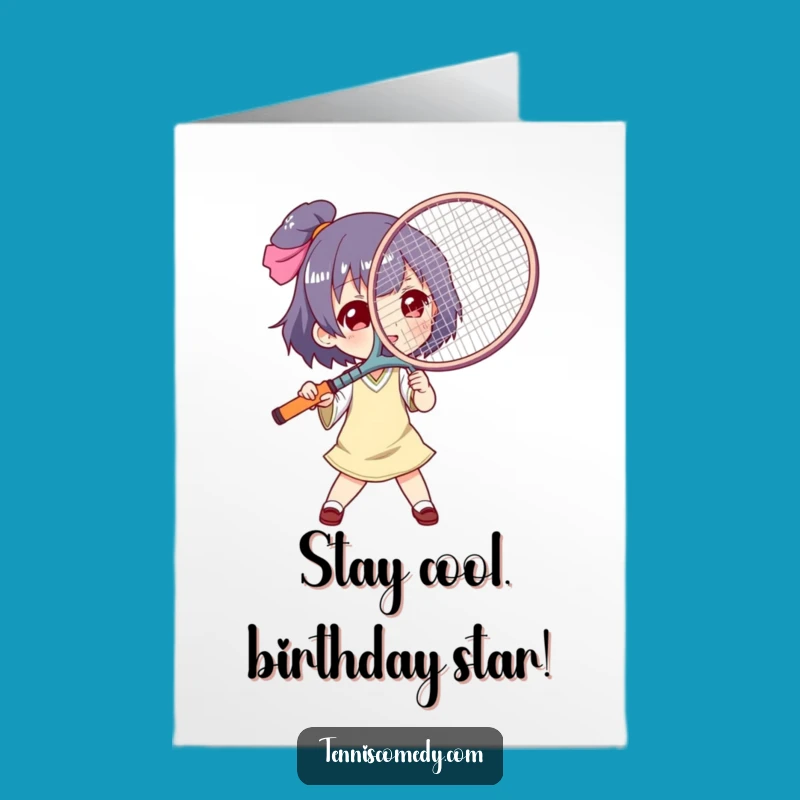 Free Printable Birthday Card: Funny Tennis Fan Racket Downloadable Gift