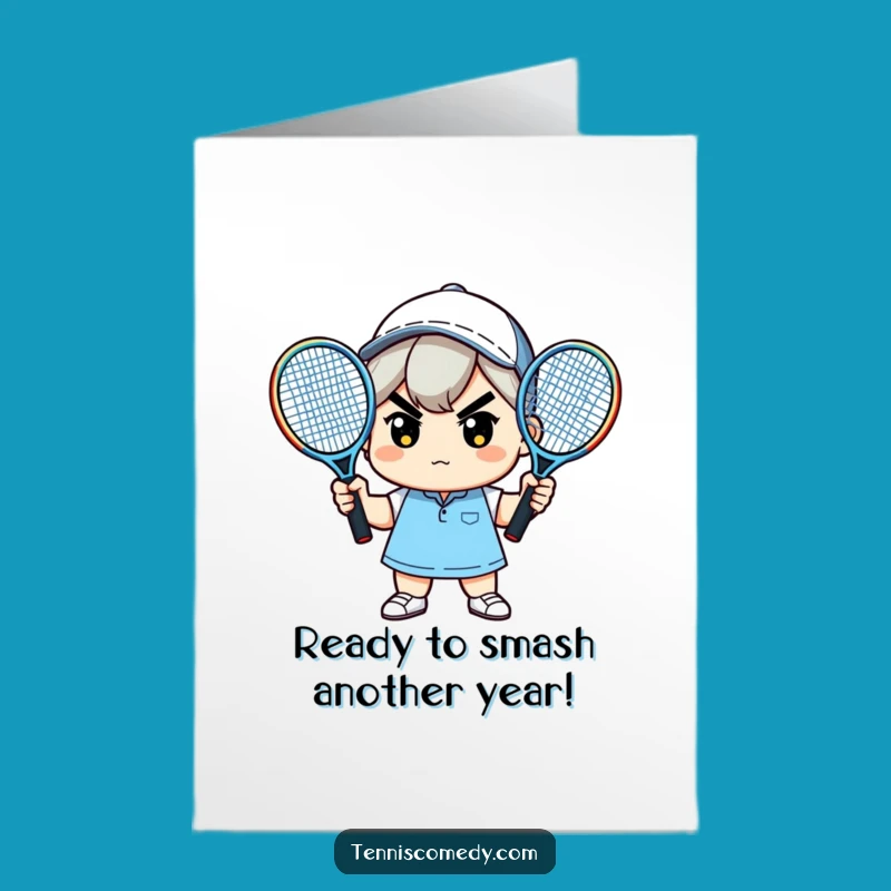 Free Printable Kawaii Racket Champ Birthday Card - Funny Downloadable Gift