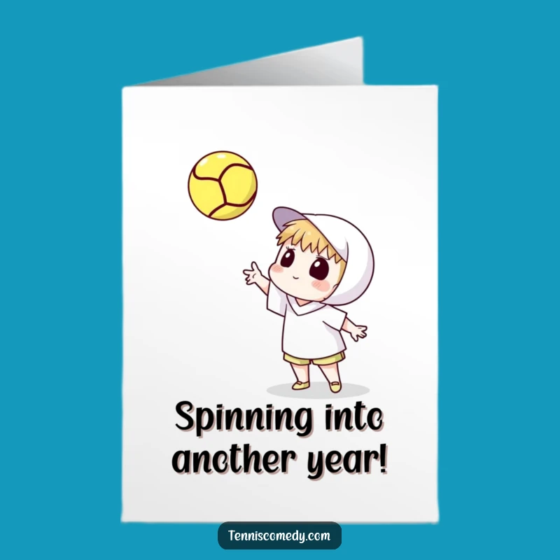 Free Printable Birthday Card: Spinning Tennis Ball - Whimsical Downloadable Funny Gift!