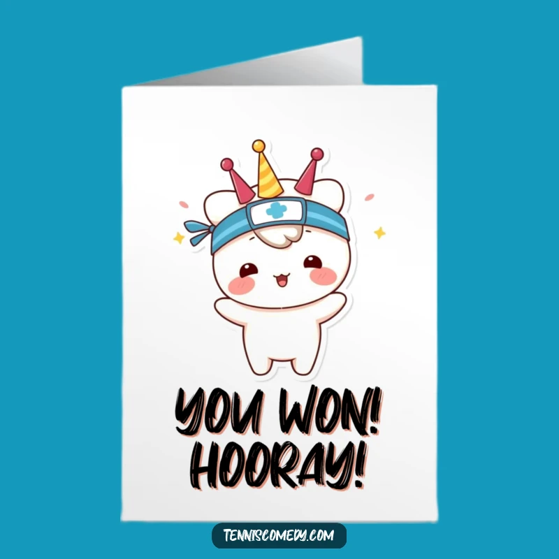 Free Printable Congrats Card: Celebrating Kawaii Tennis Player Funny Downloadable Gift