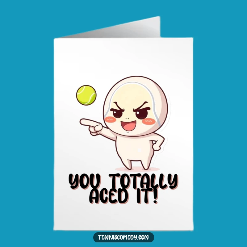 Free Printable Congrats Card: Funny Tennis Player, Mischievous Smile, Downloadable Surprise Gift