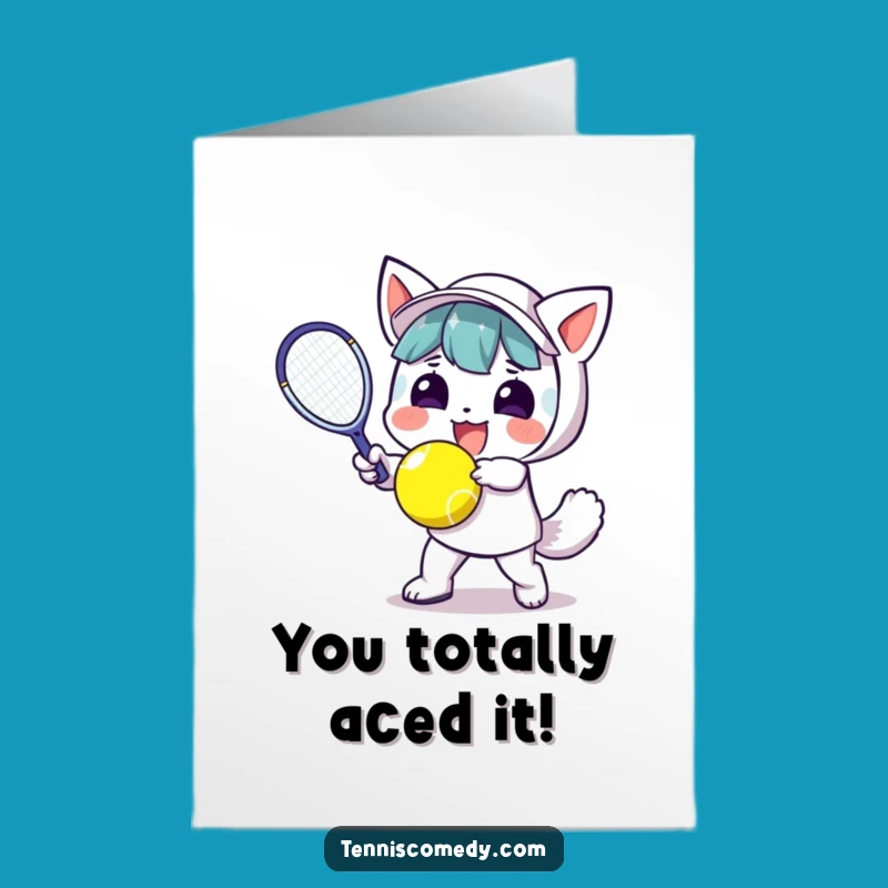Free Printable Congrats Card: Kawaii Tennis Star, Downloadable Success