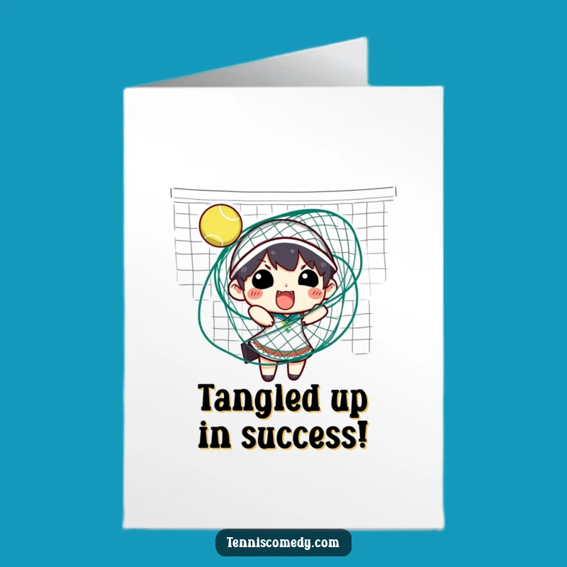 Free Printable Congrats Card: Tangled Tennis Player - Funny Sports Downloadable