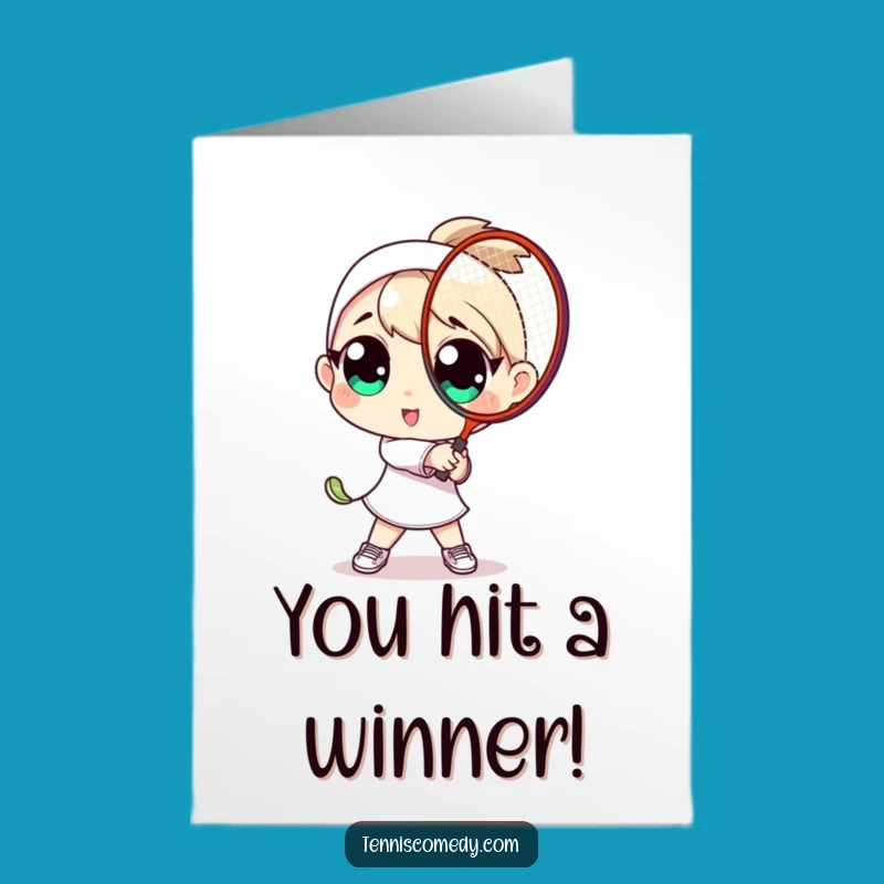 Free Printable Congrats Card: Goofy Tennis Ace - Humorous Downloadable
