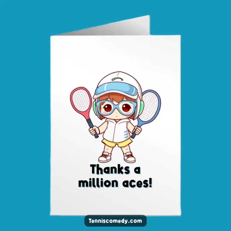 Free Printable Funny Tennis Thank You Card - Oversized Gear Appreciation Downloadable
