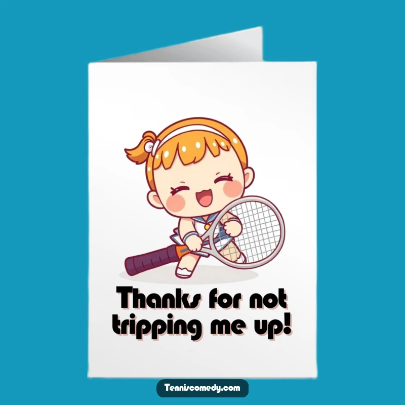 Free Printable Thank You Card: Kawaii Tennis Tumble, Downloadable Smiles
