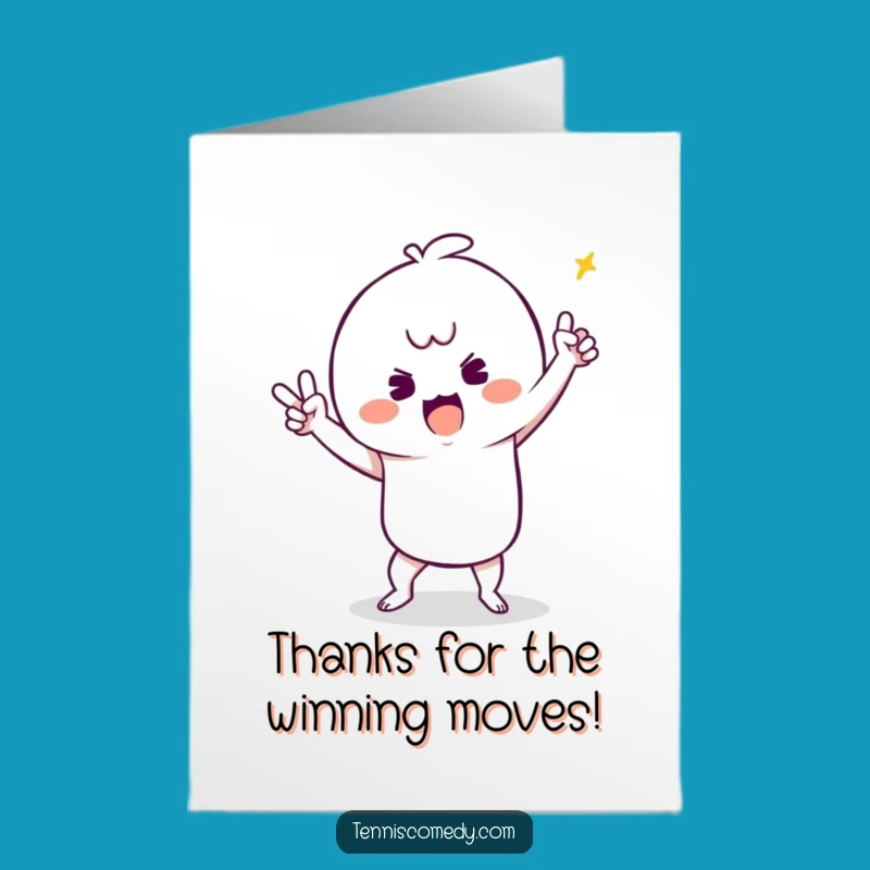 Free Printable Thank You Card: Silly Dance Kawaii Tennis Player Funny Downloadable Gift