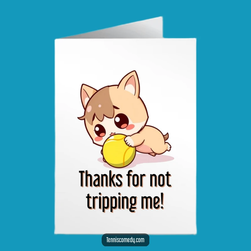 Free Printable Thank You Card: Surprised Kawaii Tennis Player Funny Downloadable Gift
