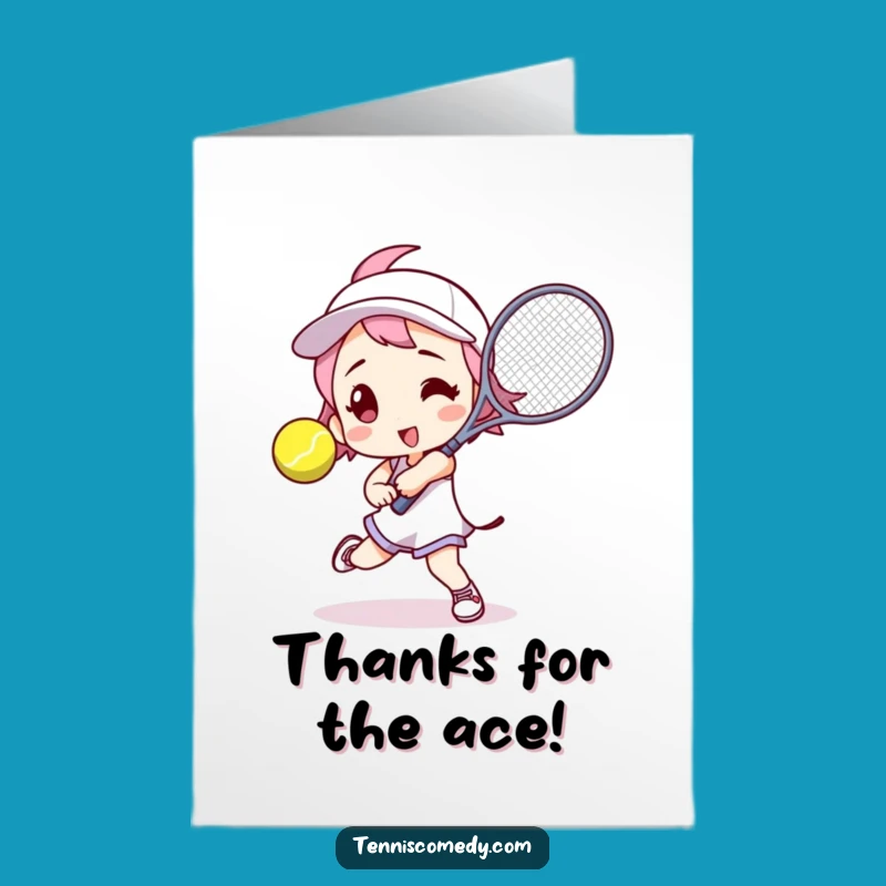 Free Printable Thank You Card: Tennis Player, Funny Downloadable Gratitude