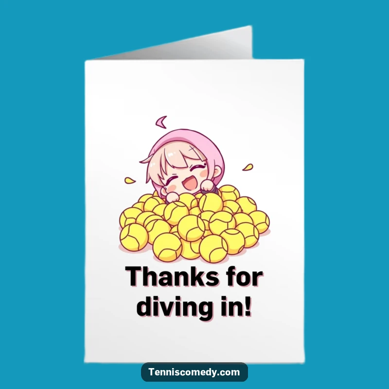 Free Printable Thank You Card: Funny Tennis Tumble, Humorous Downloadable Gift of Thanks