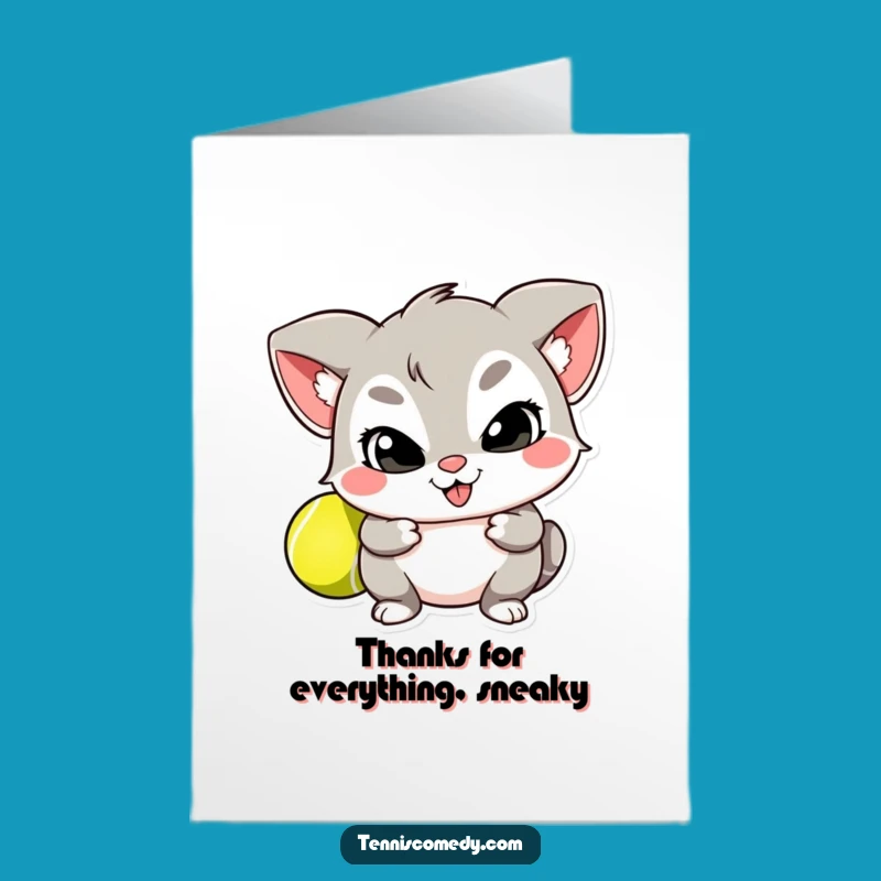 Free Printable Thank You Card: Tennis Ball Bandit - Humorous Downloadable Gift Idea