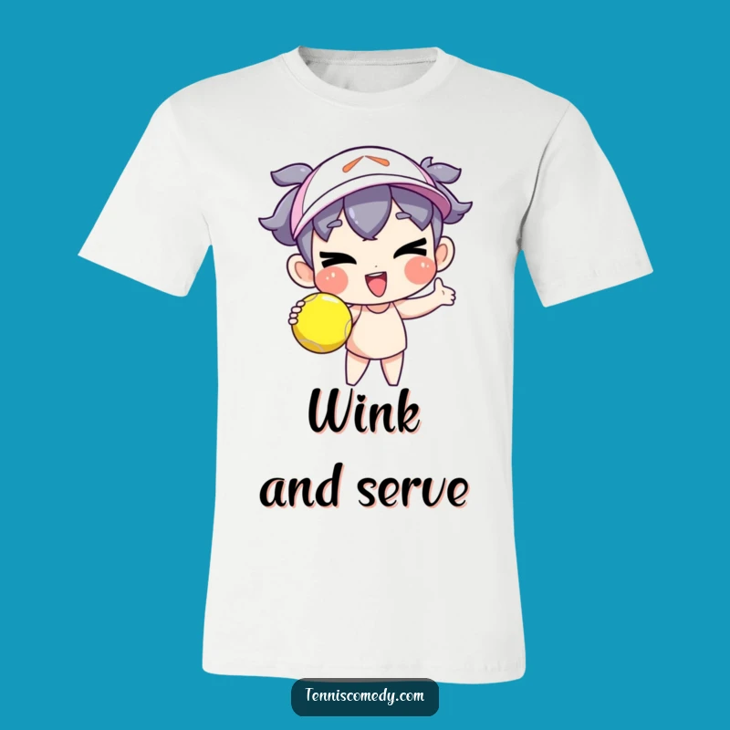 Funny Goofy Tennis Serve T-Shirt - Winking Character Graphic Tee Gift