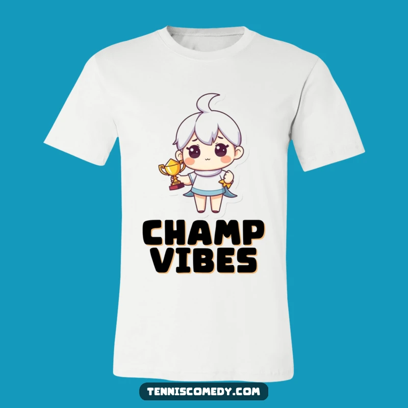 Funny Tiny Trophy Tennis Character T-Shirt - Proud Winner Apparel