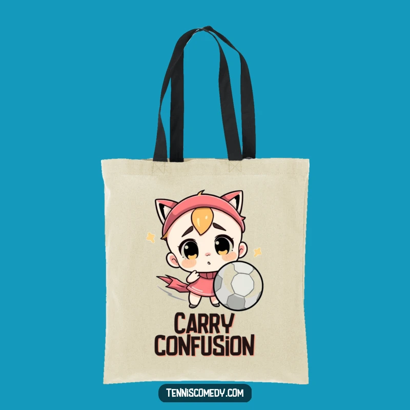 Funny Confused Tennis Ball Character Tote Bag - Bewildered Accessory